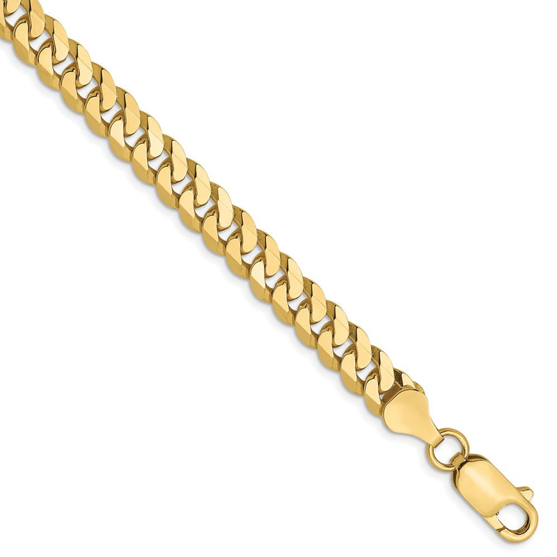 9 Inch 10K 6.1mm Flat Beveled Curb Chain Bracelet
