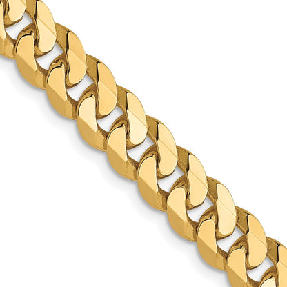 22 Inch 10K 6.1mm Flat Beveled Curb Chain Necklace