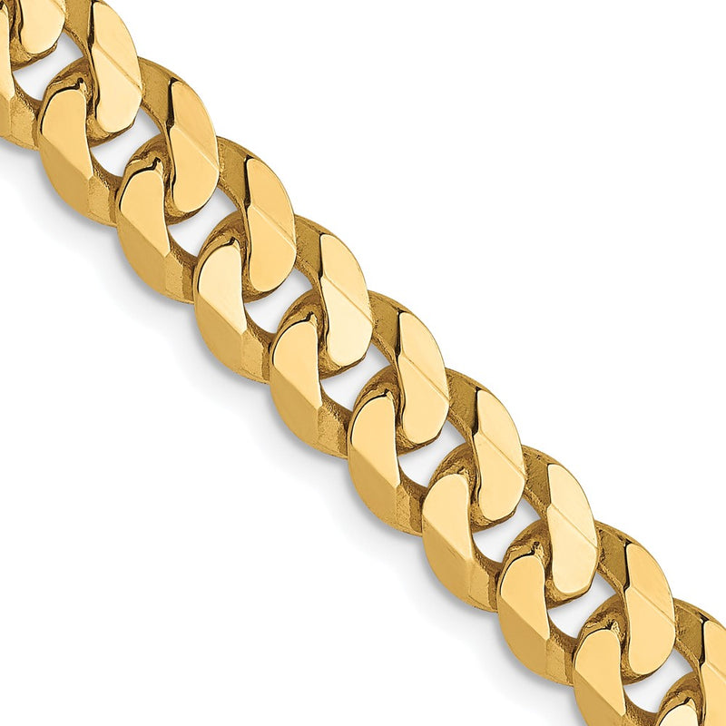 24 Inch 10K 6.1mm Flat Beveled Curb Chain Necklace