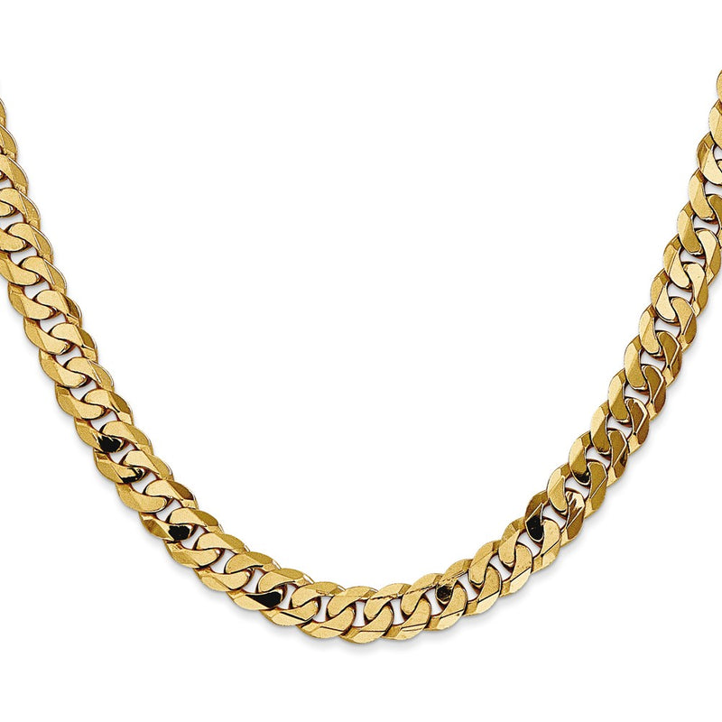 20 Inch 10K 7.25mm Flat Beveled Curb Chain Necklace