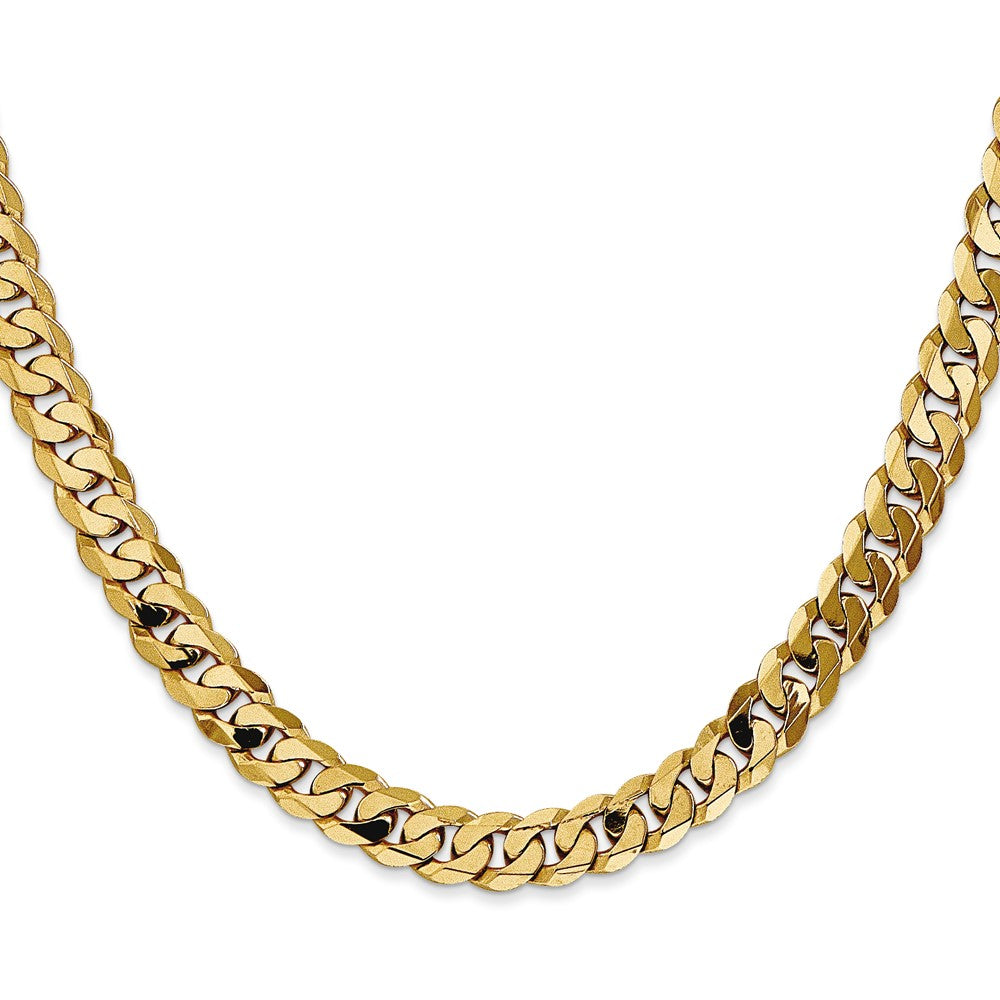 22 Inch 10K 7.25mm Flat Beveled Curb Chain Necklace