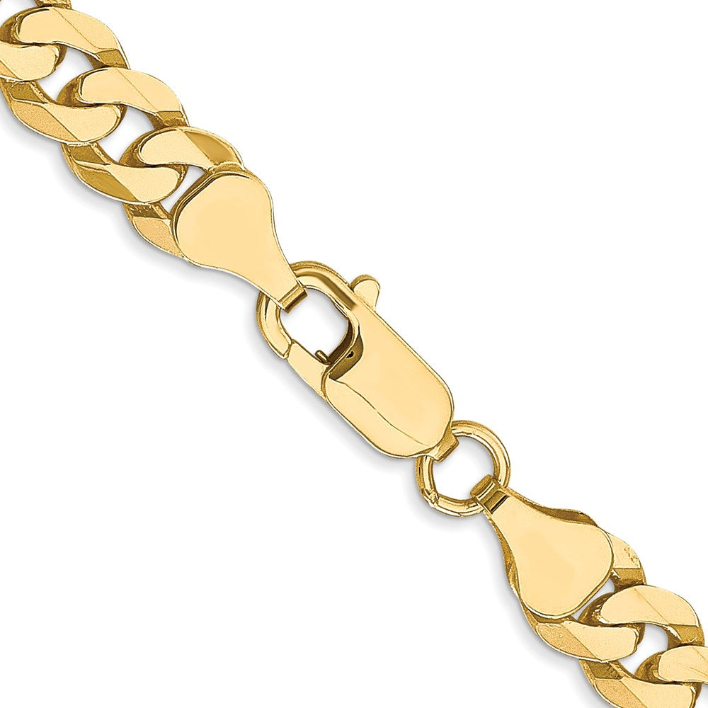 22 Inch 10K 7.25mm Flat Beveled Curb Chain Necklace