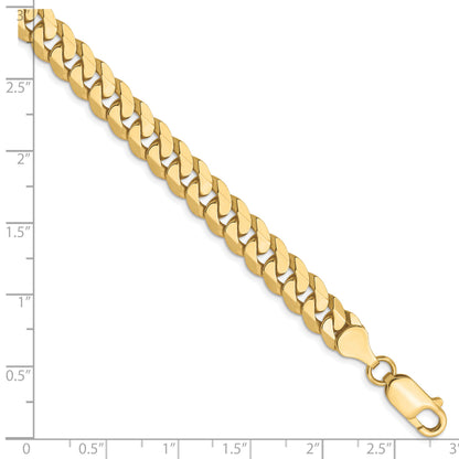 9 Inch 10K 7.25mm Flat Beveled Curb Chain Bracelet