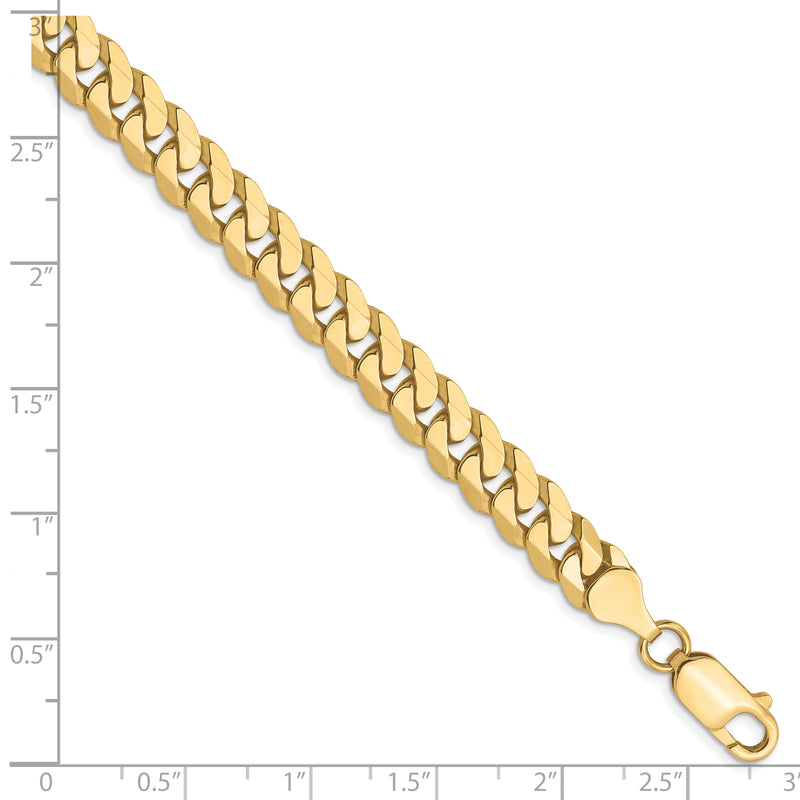 9 Inch 10K 7.25mm Flat Beveled Curb Chain Bracelet