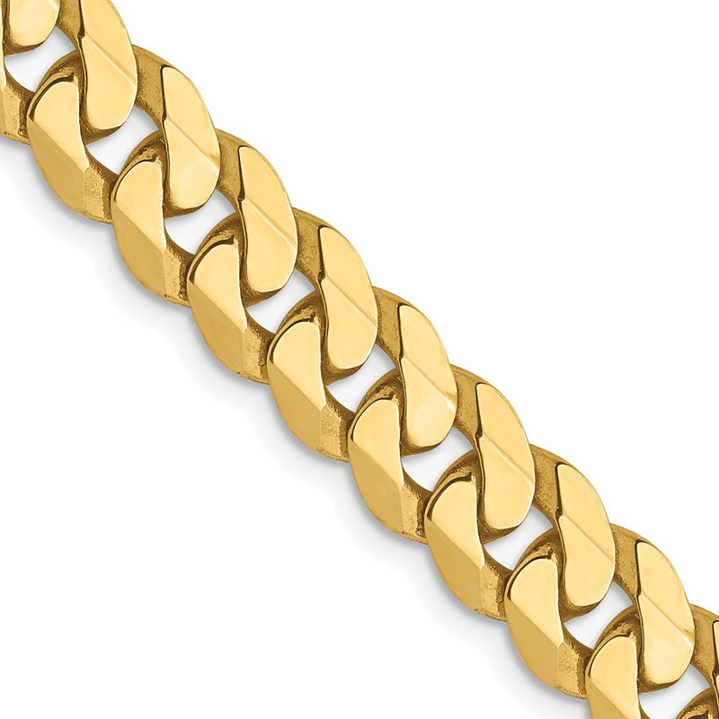 24 Inch 10K 7.25mm Flat Beveled Curb Chain Necklace