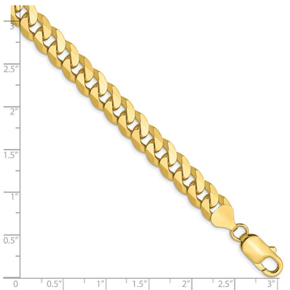 8 Inch 10K 8mm Flat Beveled Curb Chain Bracelet