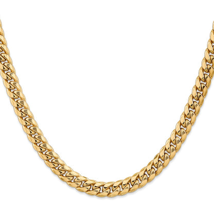 26 Inch 10K 7.3mm Semi-Solid Miami Cuban Chain Necklace