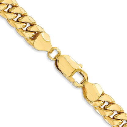 26 Inch 10K 7.3mm Semi-Solid Miami Cuban Chain Necklace