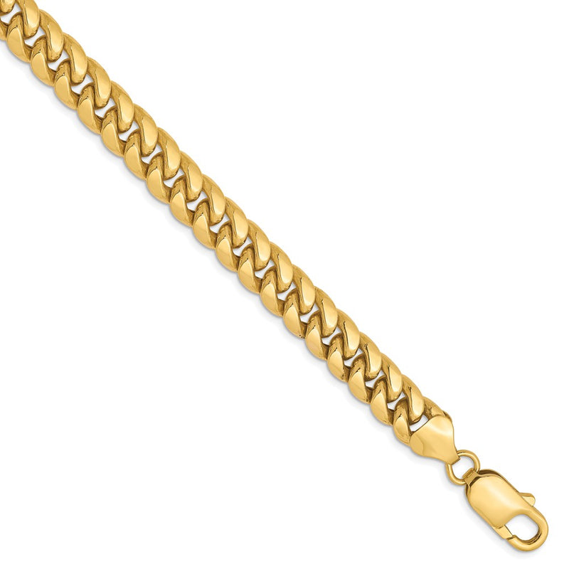7 Inch 10K 7.3mm Semi-Solid Miami Cuban Chain Bracelet