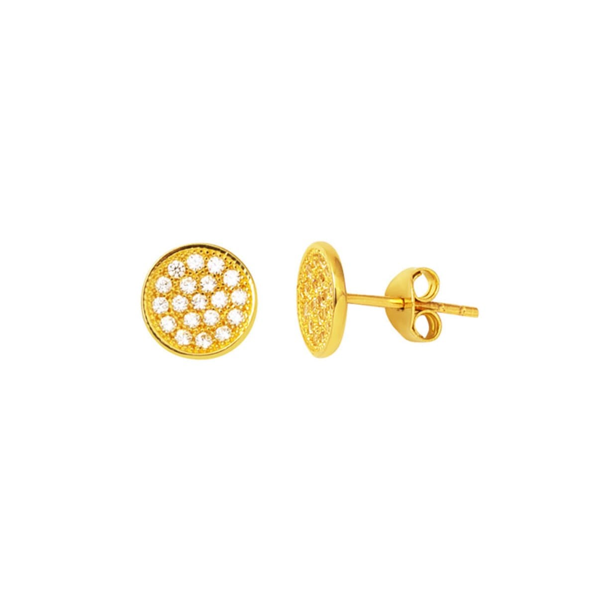 14K Yellow Gold Round Cubic Zirconia Clip-On Earrings