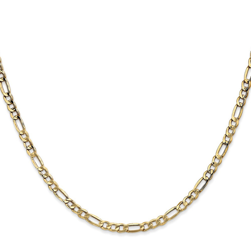 26 Inch 10K Yellow Gold 3.5mm Semi Solid Figaro Chain Necklace
