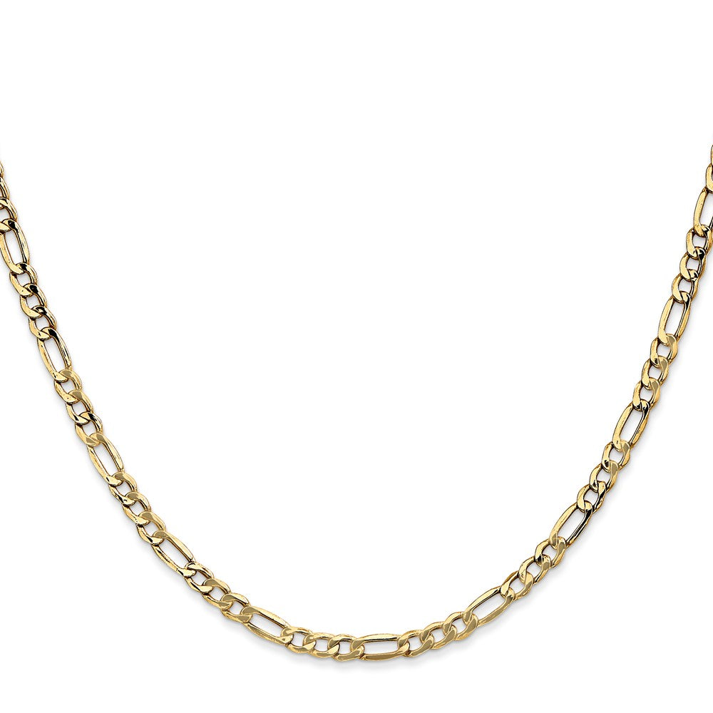 22 Inch 10K Yellow Gold 3.5mm Semi Solid Figaro Chain Necklace