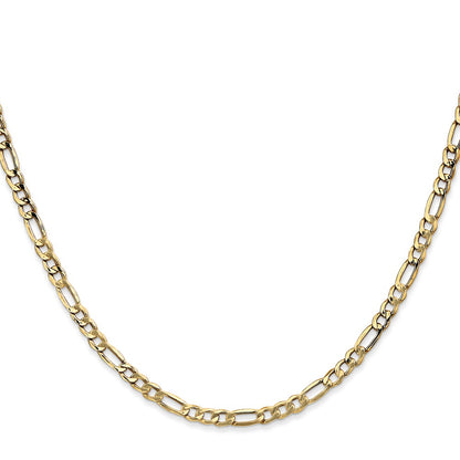 22 Inch 10K Yellow Gold 3.5mm Semi Solid Figaro Chain Necklace