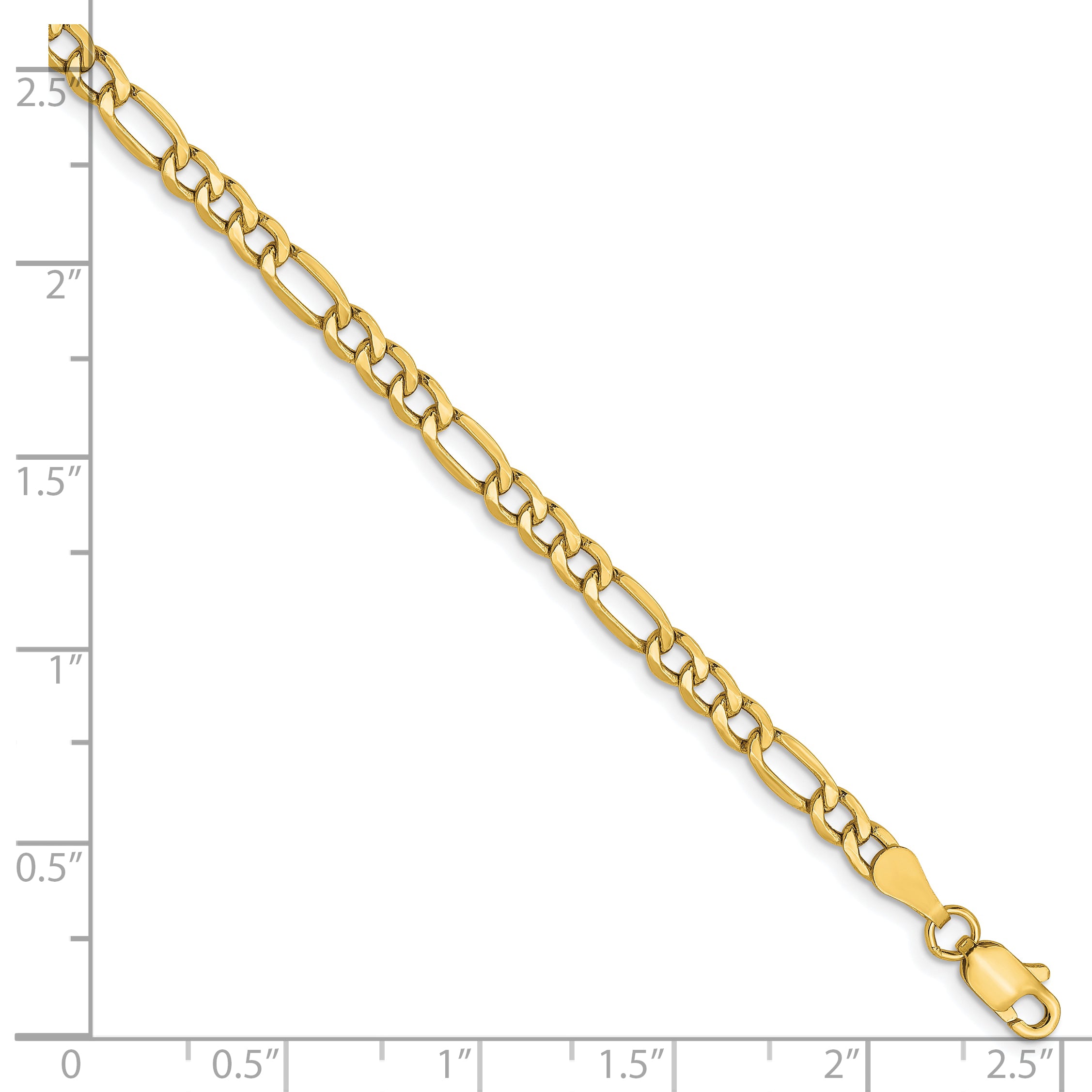 7 Inch 10K 3.5mm Semi-Solid Figaro Chain