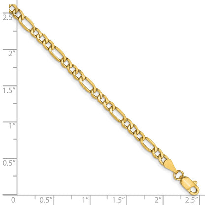 8 Inch 10K 3.5mm Semi-Solid Figaro Chain Bracelet