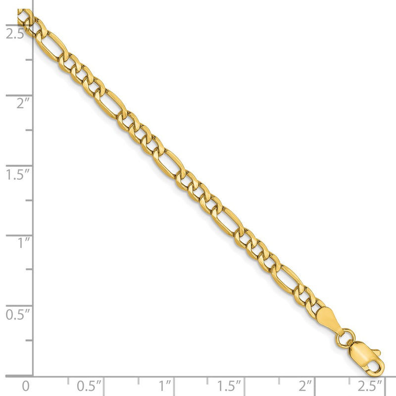 8 Inch 10K 3.5mm Semi-Solid Figaro Chain Bracelet