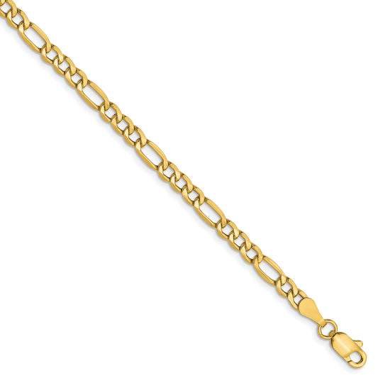 7 Inch 10K 3.5mm Semi-Solid Figaro Chain