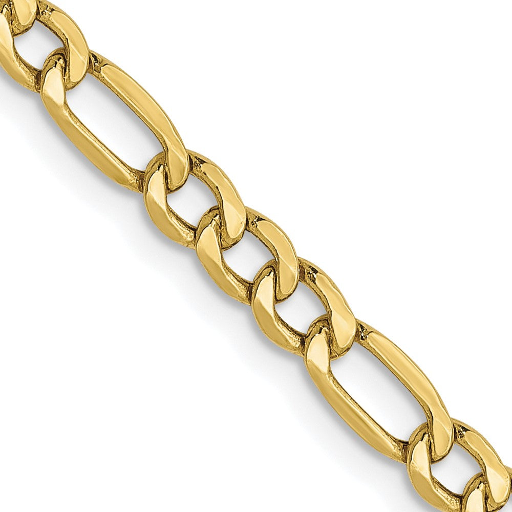 20 Inch 10K 3.5mm Semi-Solid Figaro Chain Necklace