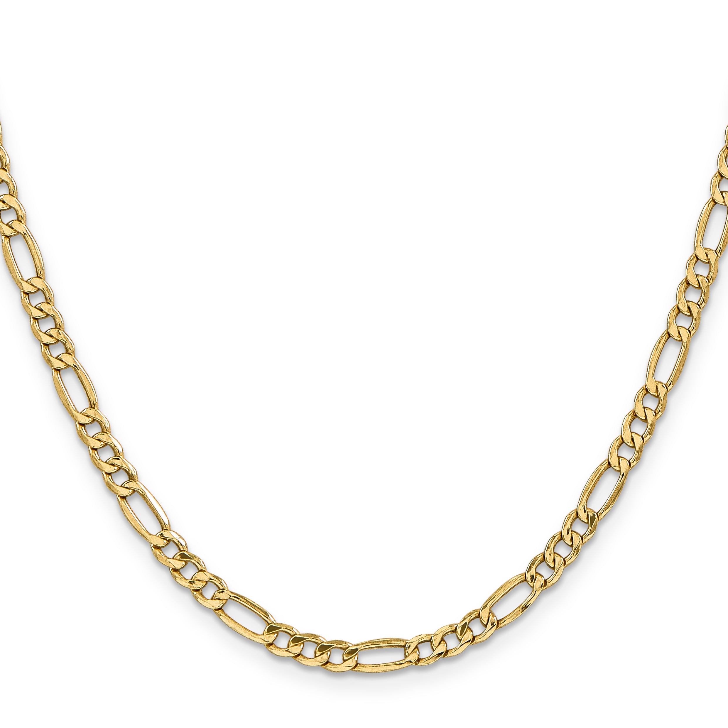 24 Inch 10K 4.75mm Semi-Solid Figaro Chain Necklace