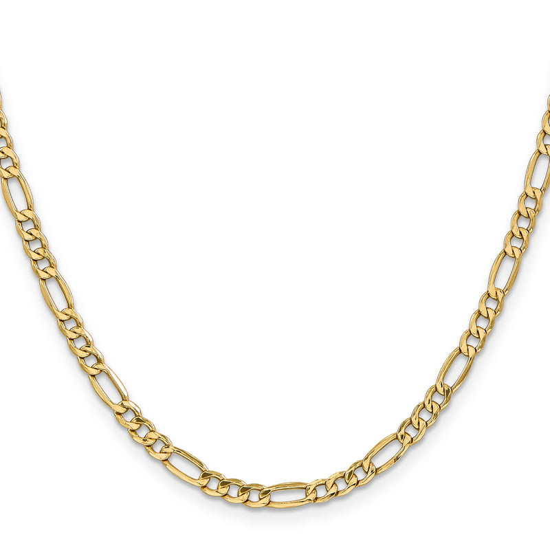 24 Inch 10K 4.75mm Semi-Solid Figaro Chain Necklace