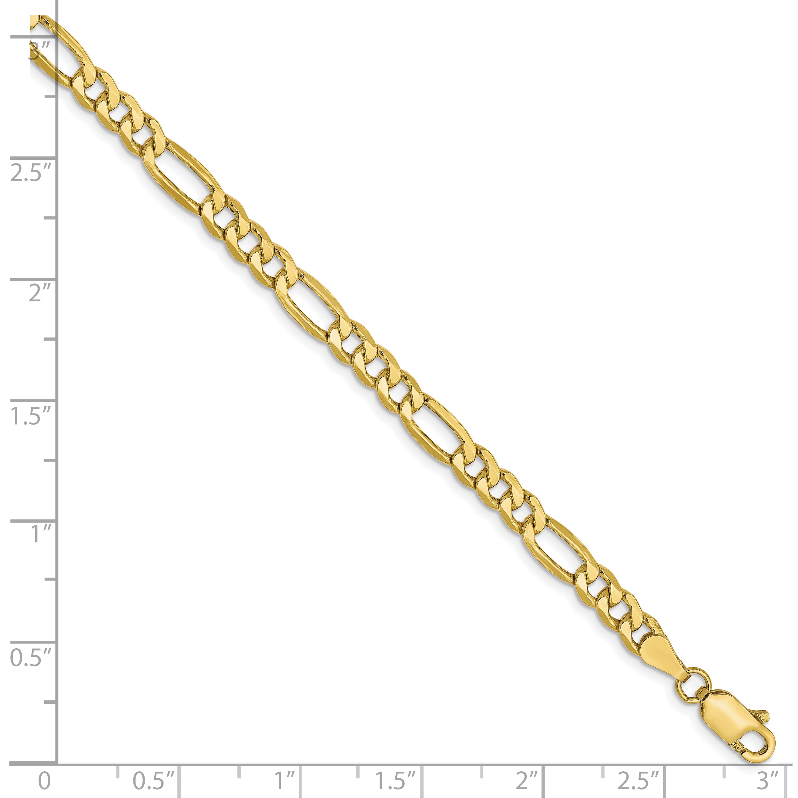 7 Inch 10K 4.75mm Semi-Solid Figaro Chain