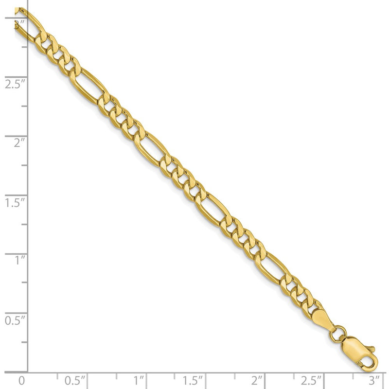 7 Inch 10K 4.75mm Semi-Solid Figaro Chain Bracelet