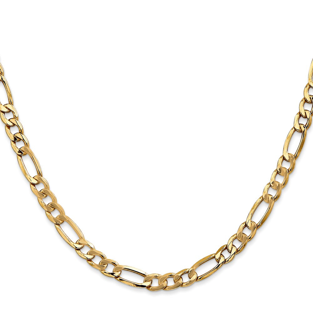 20 Inch 10K 5.35mm Semi-Solid Figaro Chain Necklace