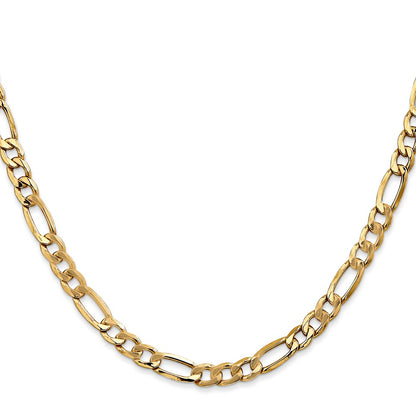 20 Inch 10K 5.35mm Semi-Solid Figaro Chain Necklace