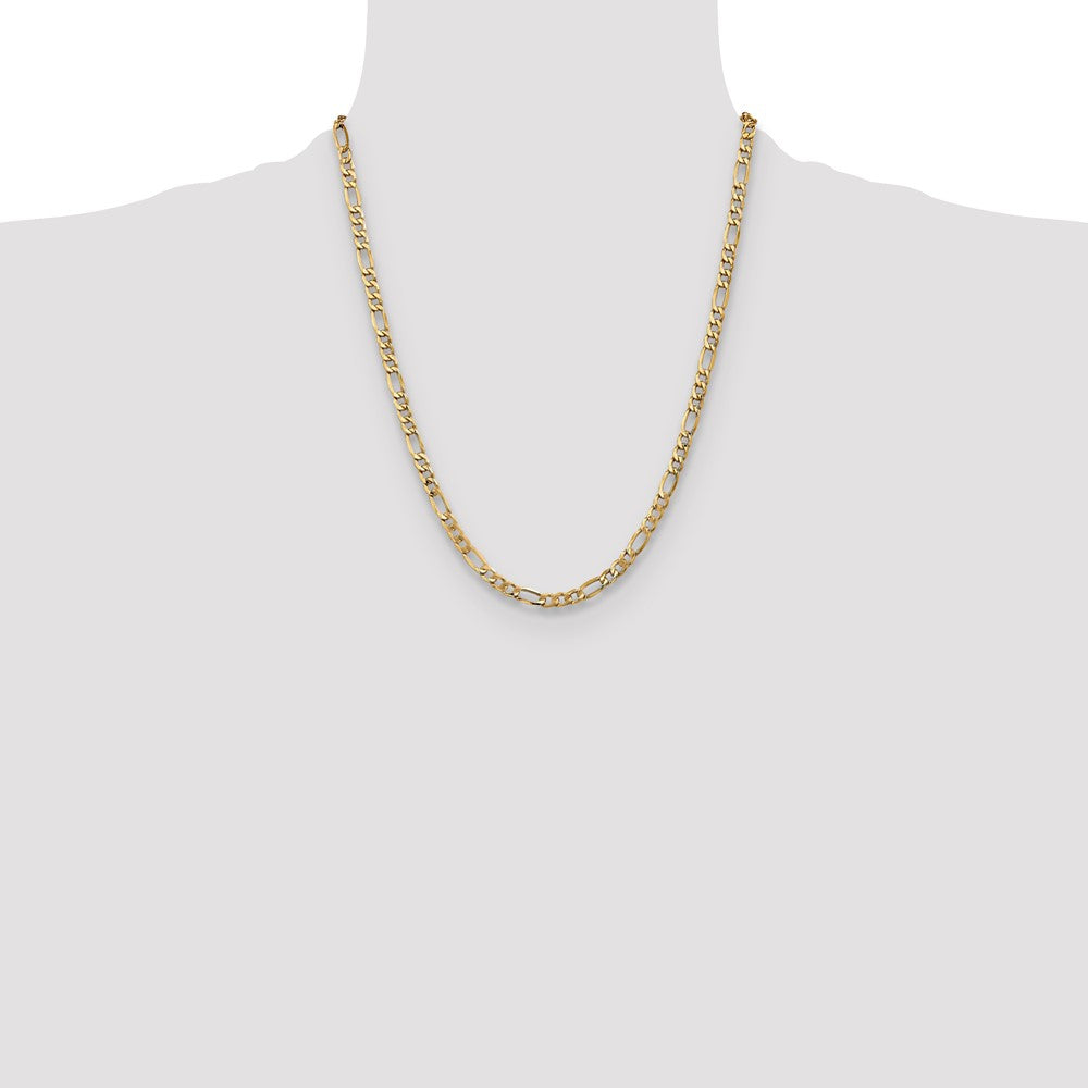 22 Inch 10K Yellow Gold 5.35mm Semi Solid Figaro Chain Necklace