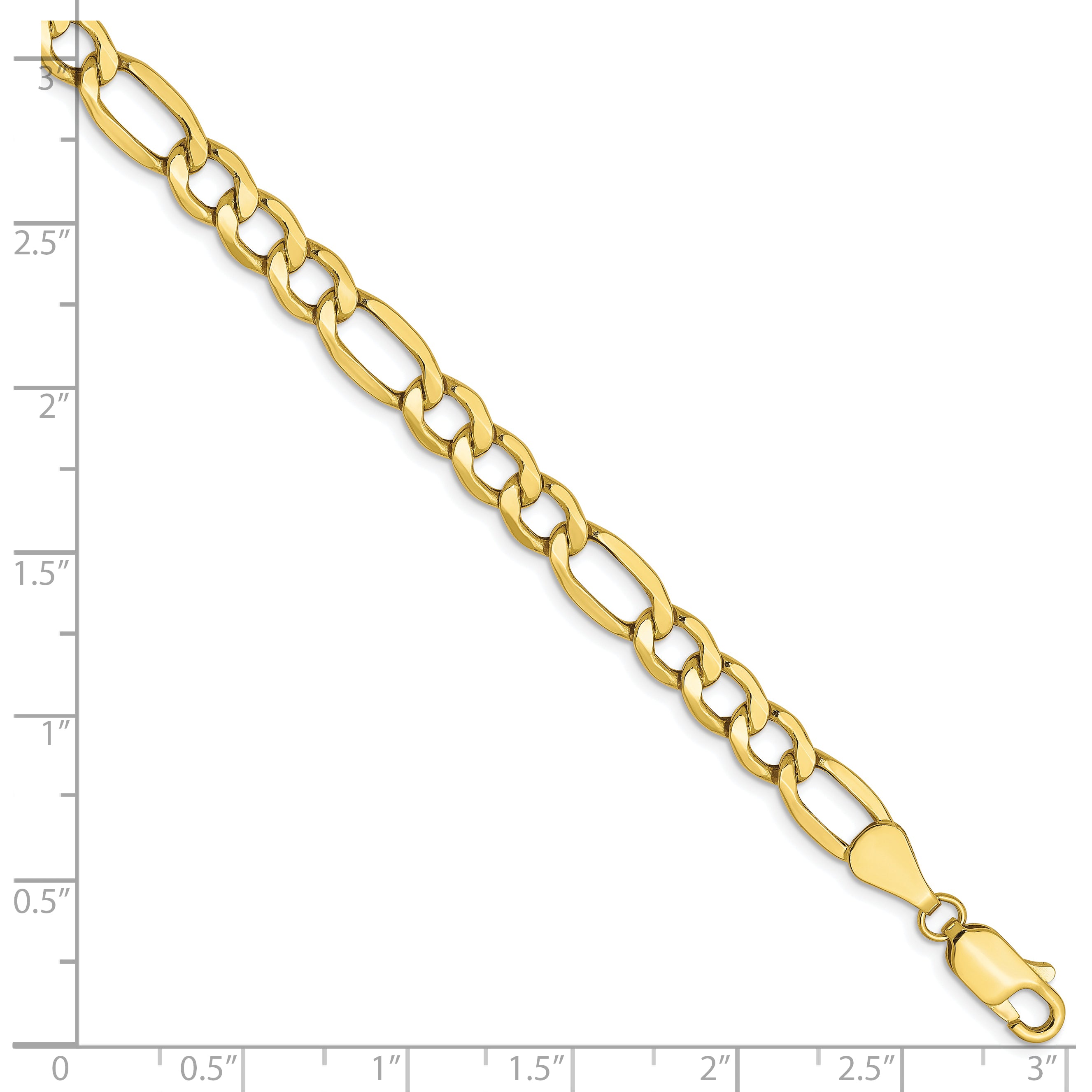 7 Inch 10K 5.35mm Semi-Solid Figaro Chain