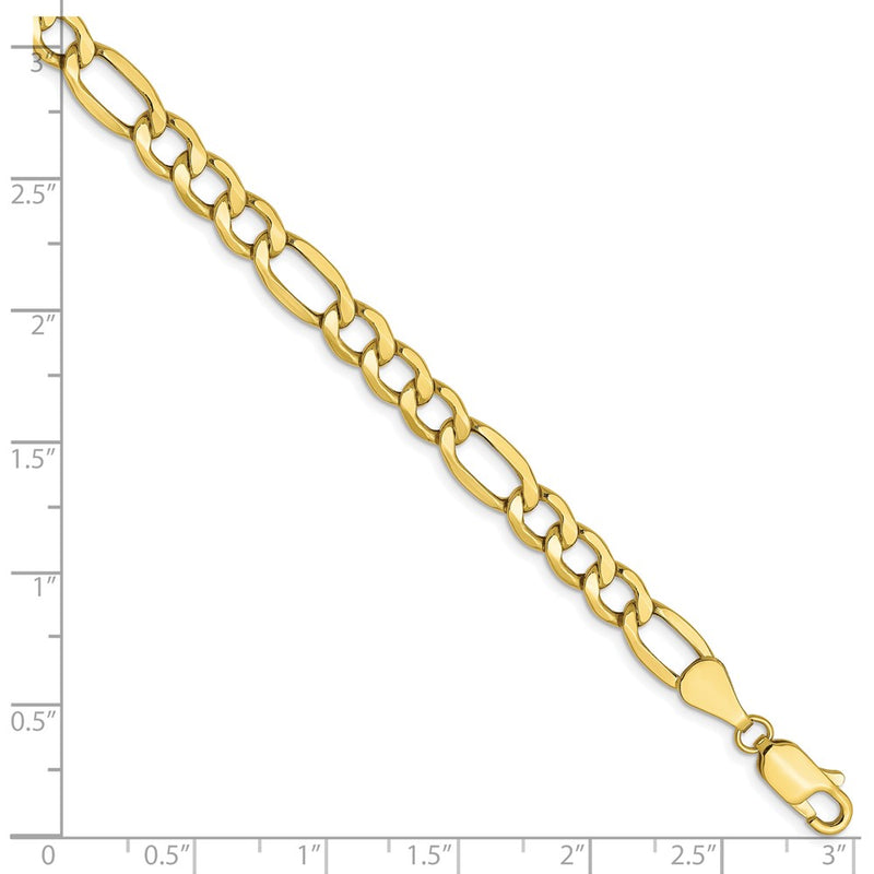 7 Inch 10K 5.35mm Semi-Solid Figaro Chain Bracelet