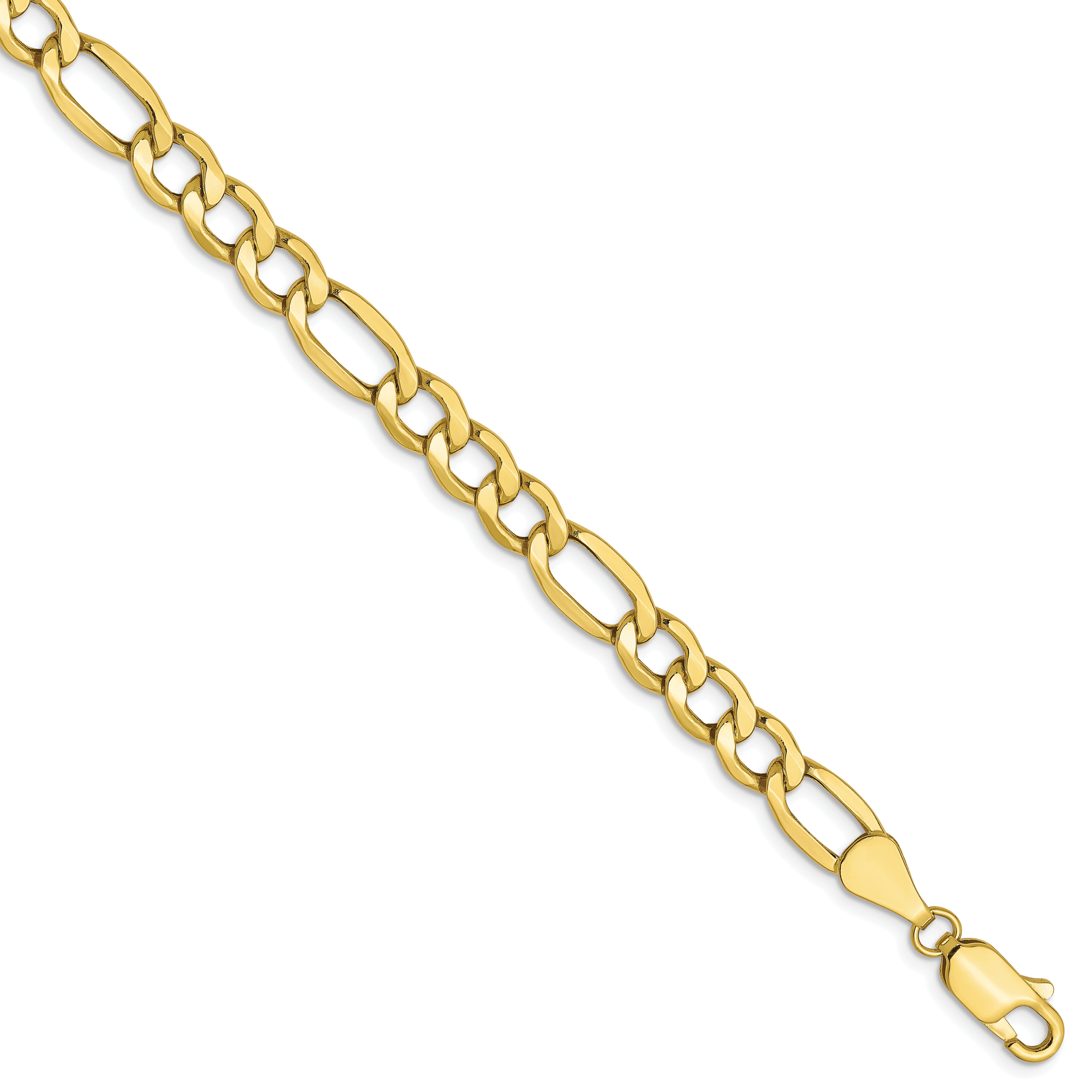 7 Inch 10K 5.35mm Semi-Solid Figaro Chain