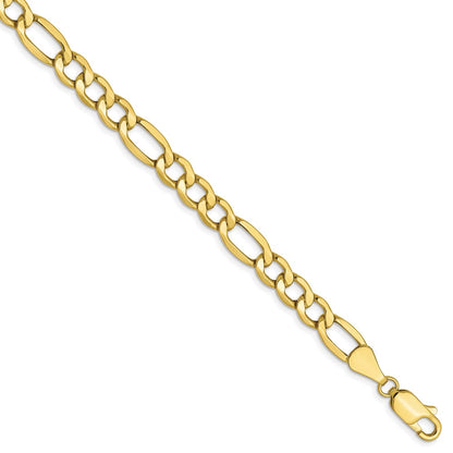 8 Inch 10K 5.35mm Semi-Solid Figaro Chain Bracelet