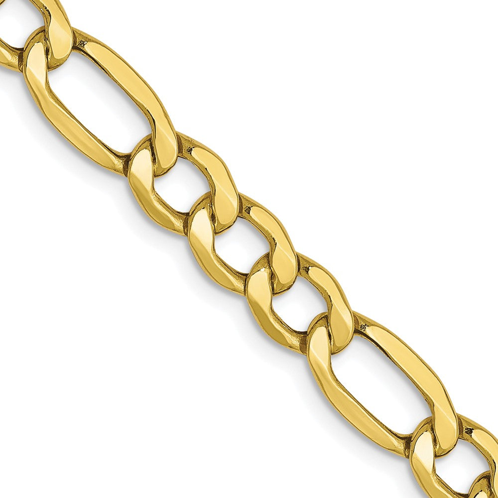 24 Inch 10K 5.35mm Semi-Solid Figaro Chain Necklace