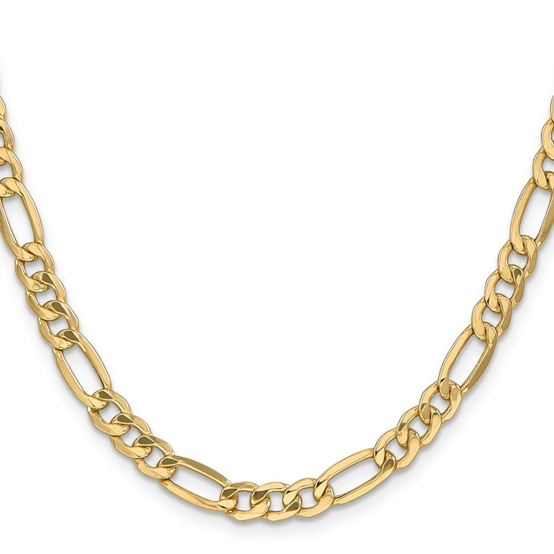 24 Inch 10K 6.6mm Semi-Solid Figaro Chain Necklace