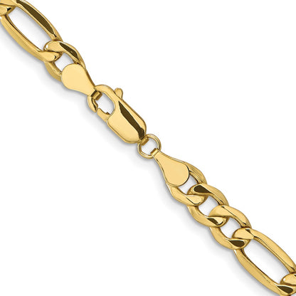 26 Inch 10K Yellow Gold 6.6mm Semi Solid Figaro Chain Necklace