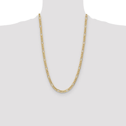 26 Inch 10K Yellow Gold 6.6mm Semi Solid Figaro Chain Necklace
