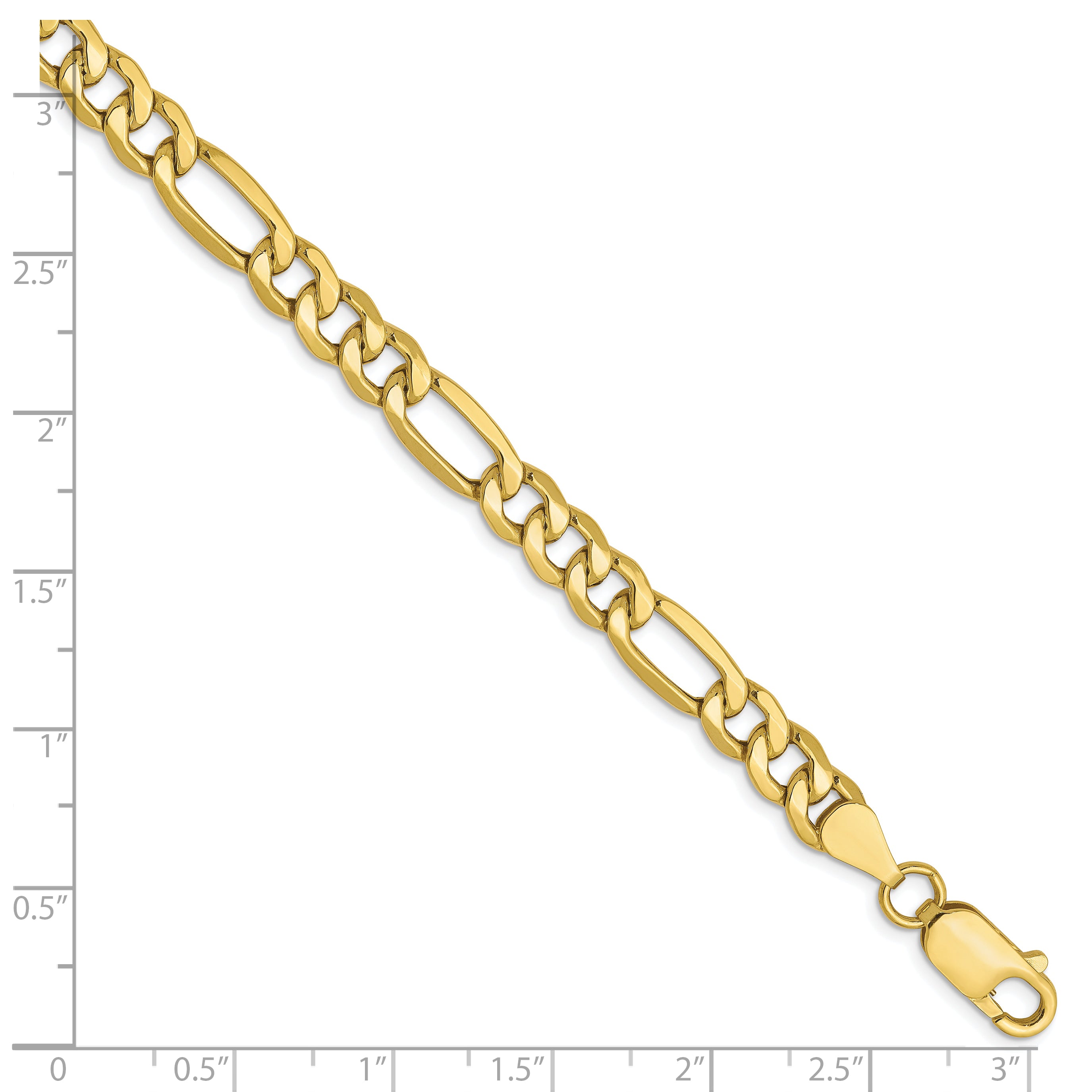 7 Inch 10K 6.6mm Semi-Solid Figaro Chain
