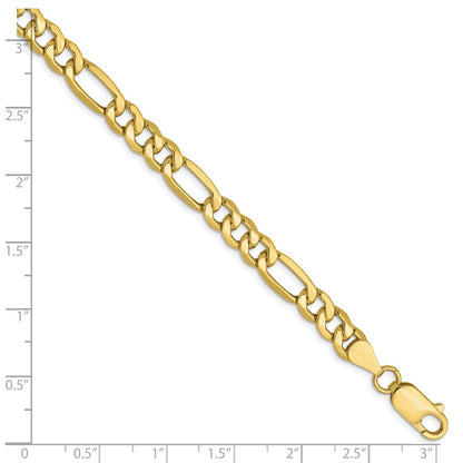 7 Inch 10K 6.6mm Semi-Solid Figaro Chain Bracelet