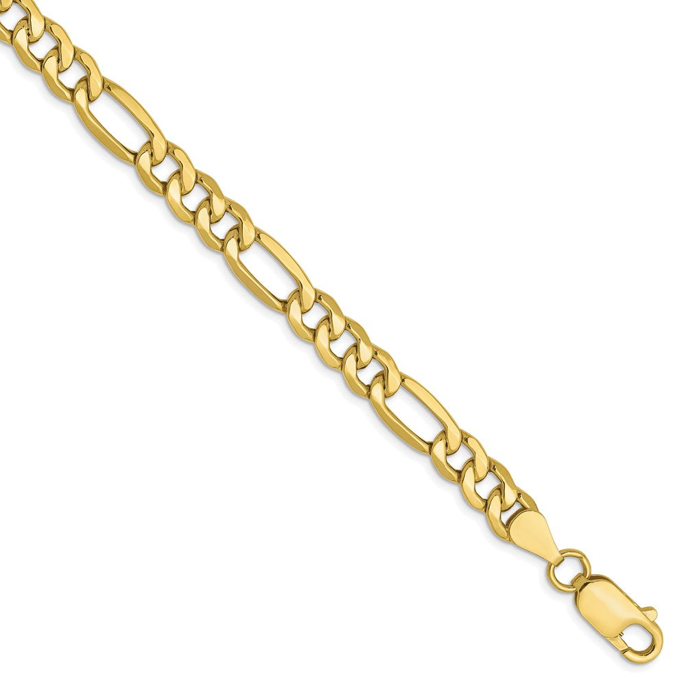 7 Inch 10K 6.6mm Semi-Solid Figaro Chain Bracelet