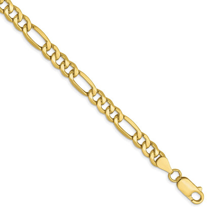 7 Inch 10K 6.6mm Semi-Solid Figaro Chain Bracelet