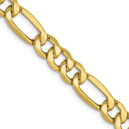 20 Inch 10K 6.6mm Semi-Solid Figaro Chain Necklace