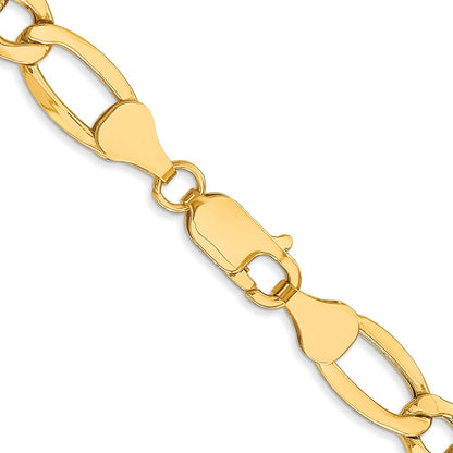 26 Inch 10K Yellow Gold 7.3mm Semi Solid Figaro Chain Necklace