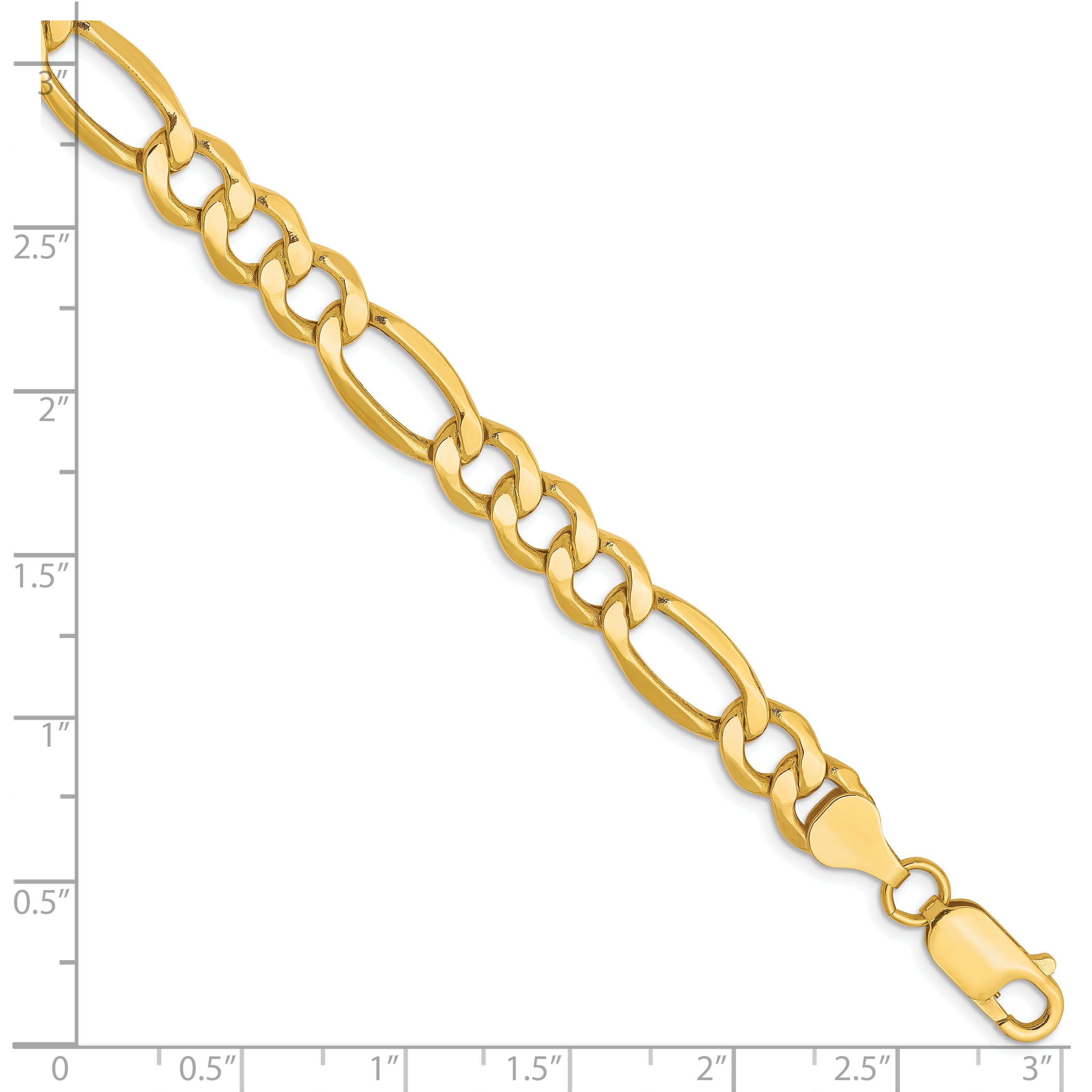 7 Inch 10K 7.3mm Semi-Solid Figaro Chain