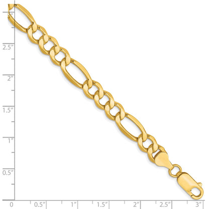 7 Inch 10K 7.3mm Semi-Solid Figaro Chain Bracelet