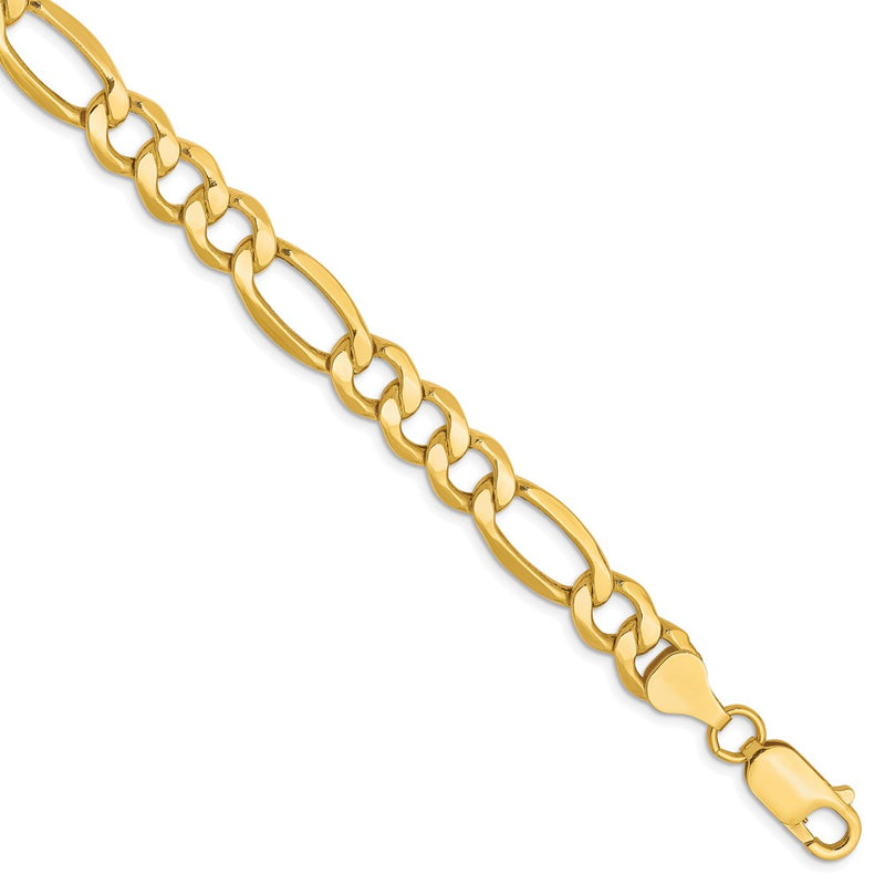 8 Inch 10K 7.3mm Semi-Solid Figaro Chain Bracelet