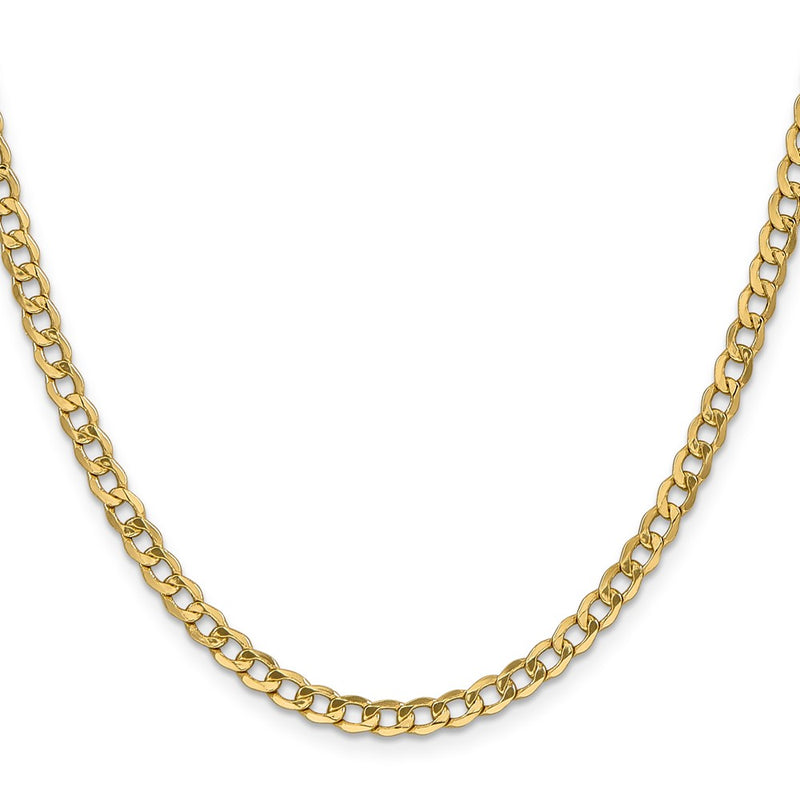 26 Inch 10K Yellow Gold 4.3mm Semi Solid Curb Chain Necklace