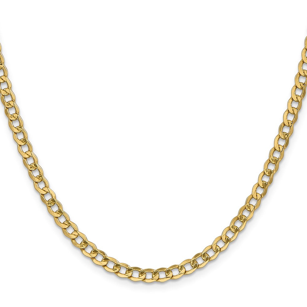 20 Inch 10K 4.3mm Semi-Solid Curb Chain Necklace