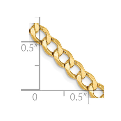 7 Inch 10K 4.3mm Semi-Solid Curb Chain Bracelet