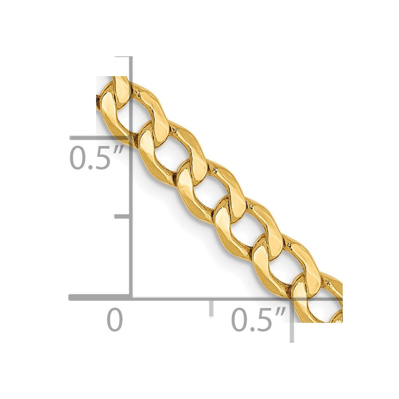 7 Inch 10K 4.3mm Semi-Solid Curb Chain Bracelet